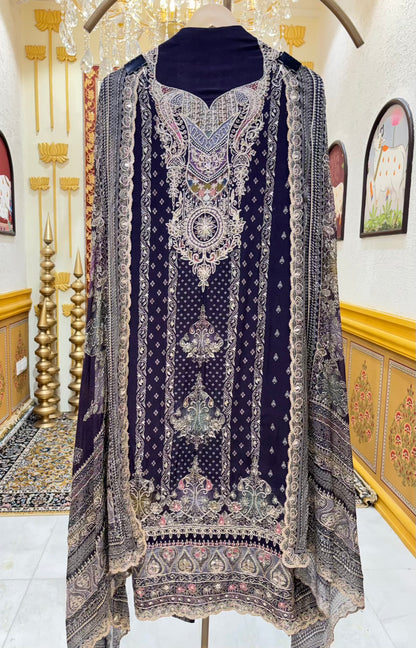 Meira Printed Zari Suit