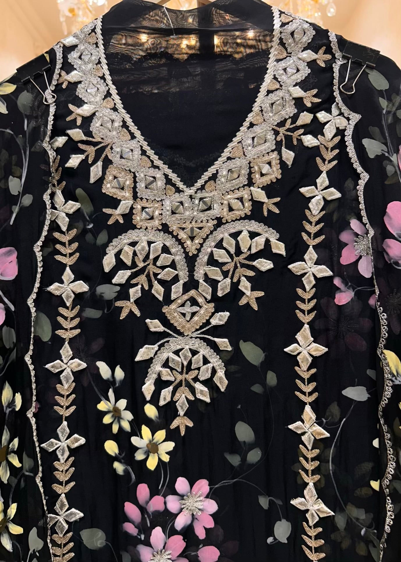 Zayrika Handprint Gota Suit (Black)