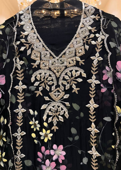 Zayrika Handprint Gota Suit (Black)