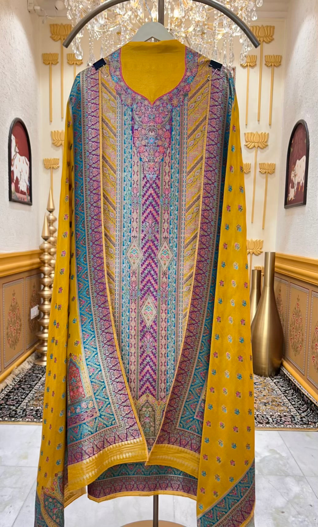 Mahroza Banarasi Loom Suit (Yellow)