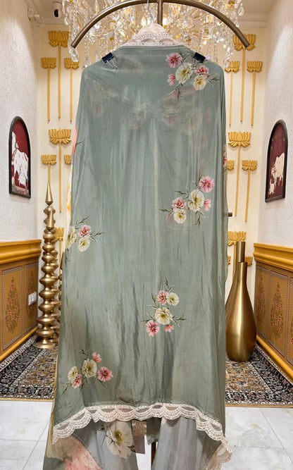 Alina Pastel Muslin Suit (Green)