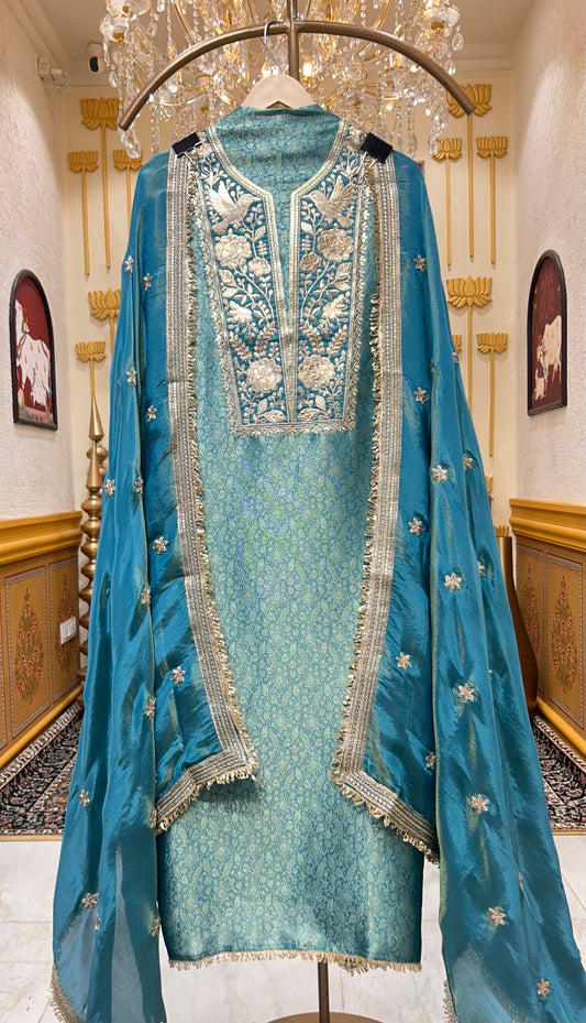 Noorayra Pita Zari Banarasi Suit (Blue)