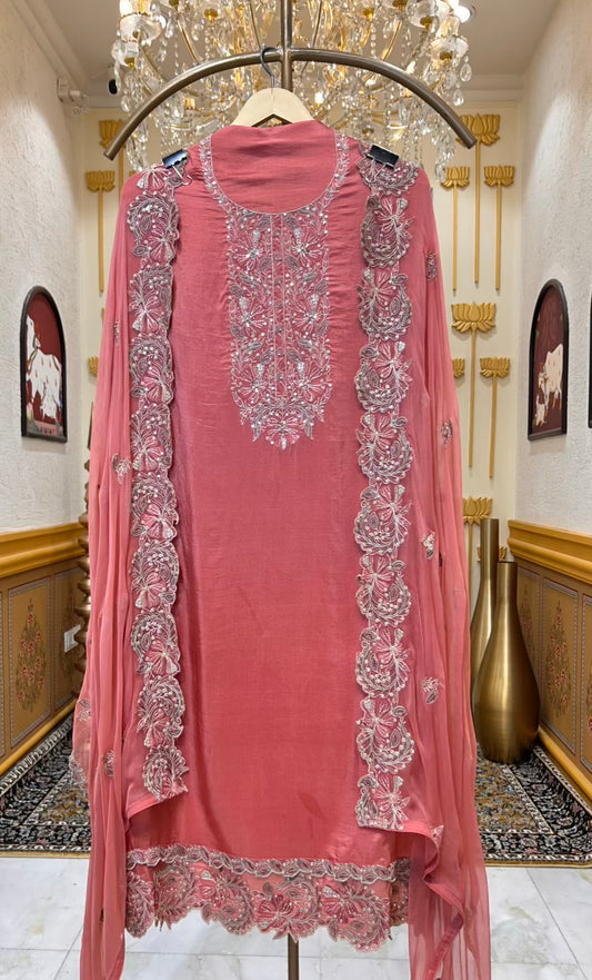 Sahira Silk Noor Suit (Pink)