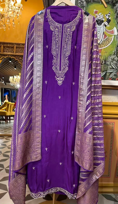 Ziyaara Silk Suit (Purple)