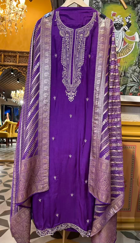 Ziyaara Silk Suit (Purple)