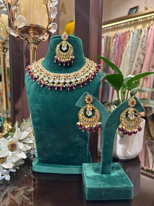 Afsara Gulnaar Kundan Set (Wine)