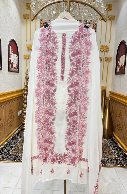 Mehveen Chanderi Mul Suit (Beige & Pink)