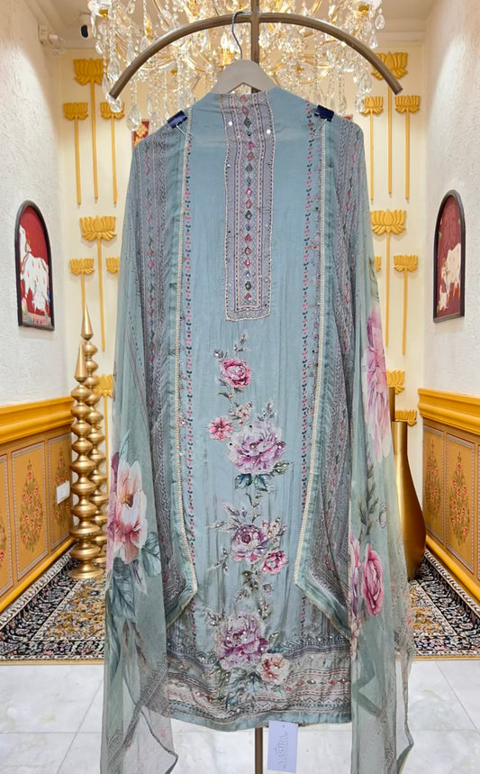 Elara Crepe Bloom Suit (Sea Green)