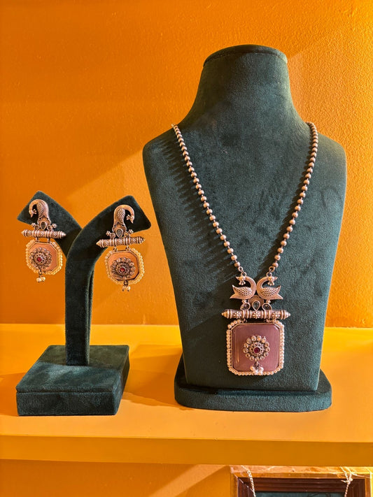 Neelvani Morni Silver Haar Set (Pink)