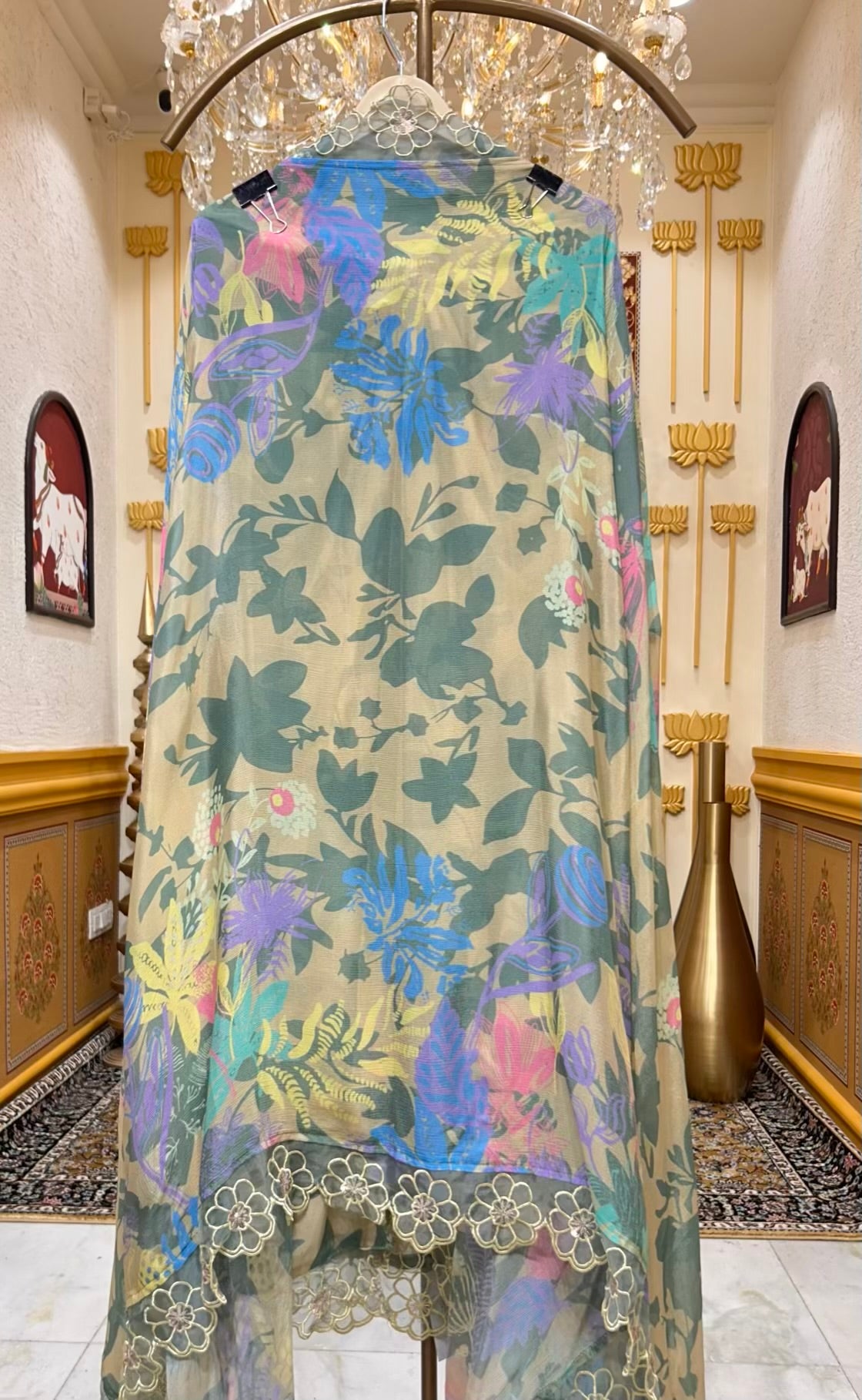 Mehrua Sequin Grace Suit (Beige & Green)