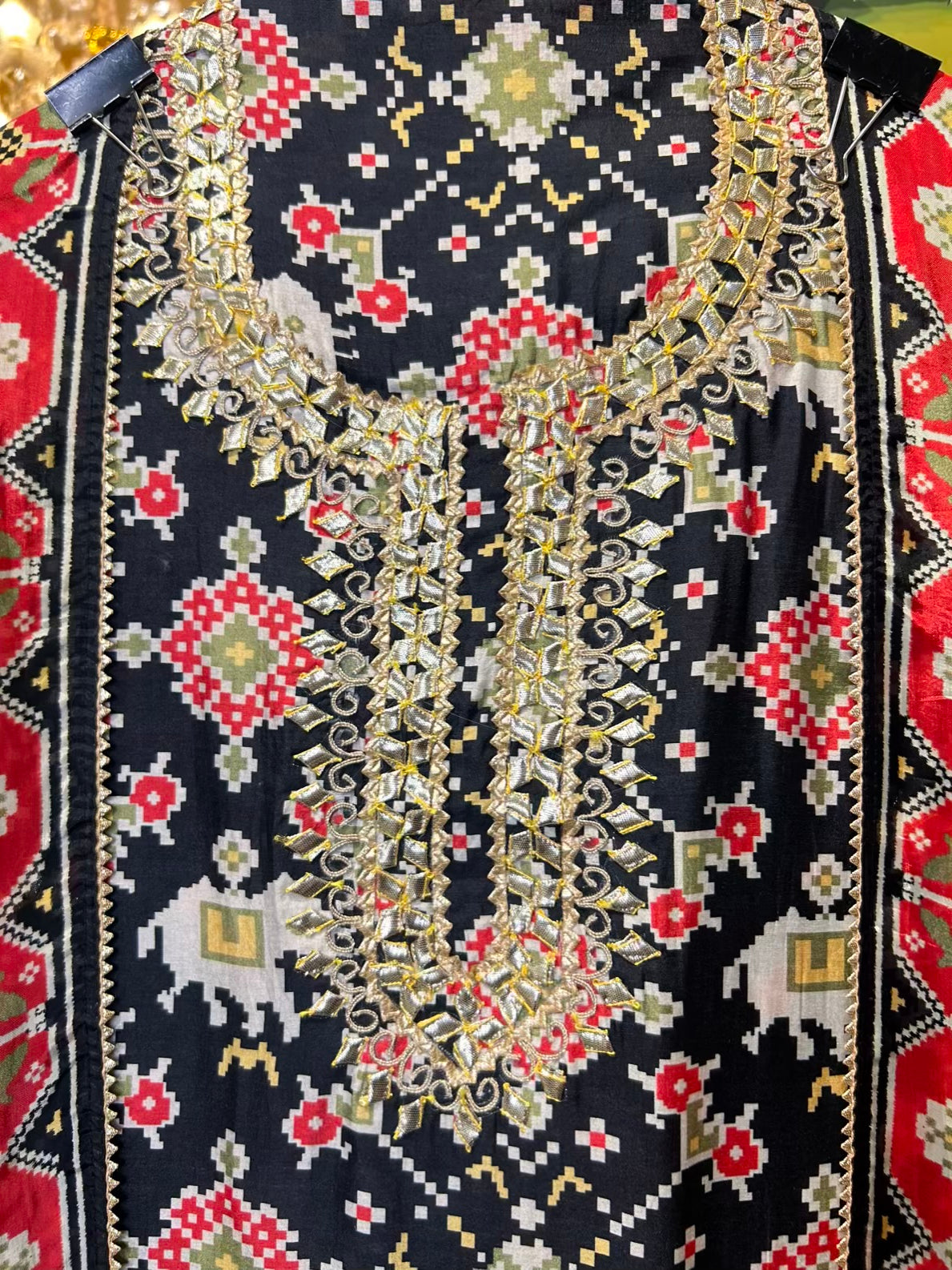 Zarisha Patola Silk Suit (Black)