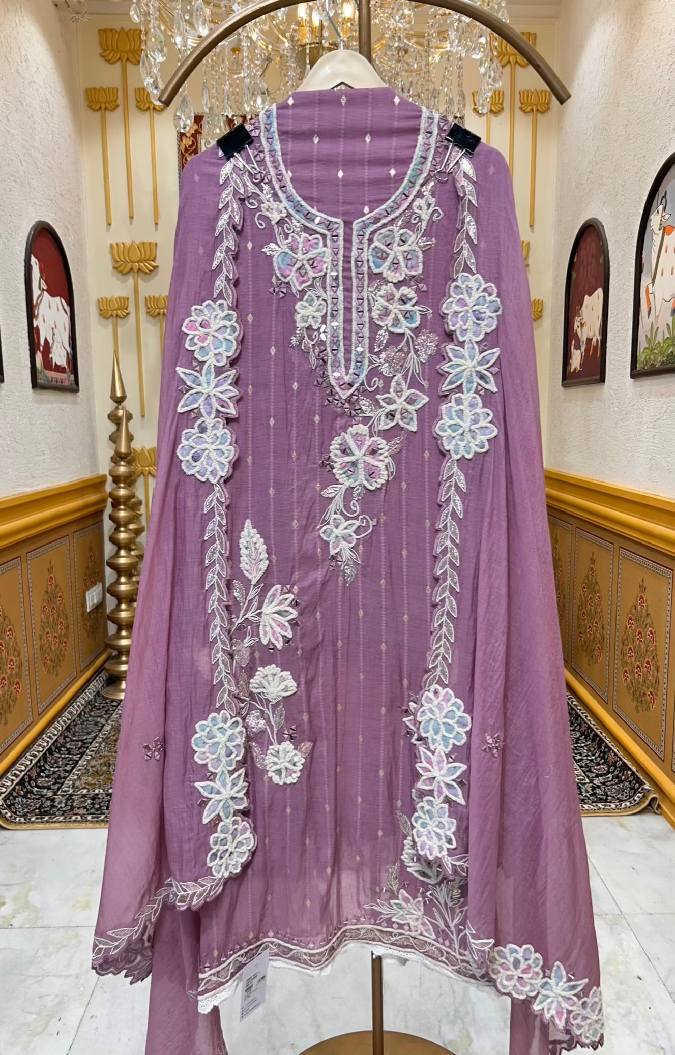 Nazneen Mul Mirror Élan Suit (Light Purple)