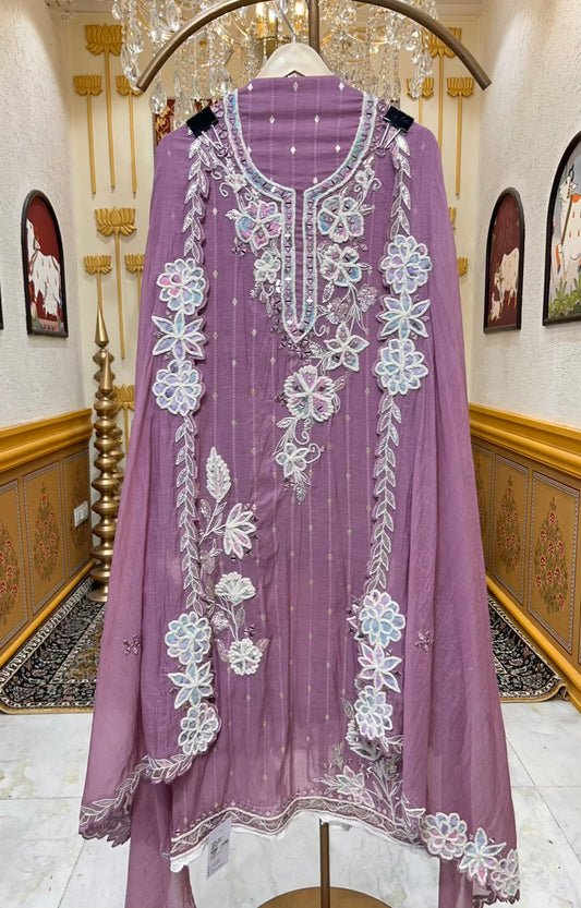 Nazneen Mul Mirror Élan Suit (Light Purple)