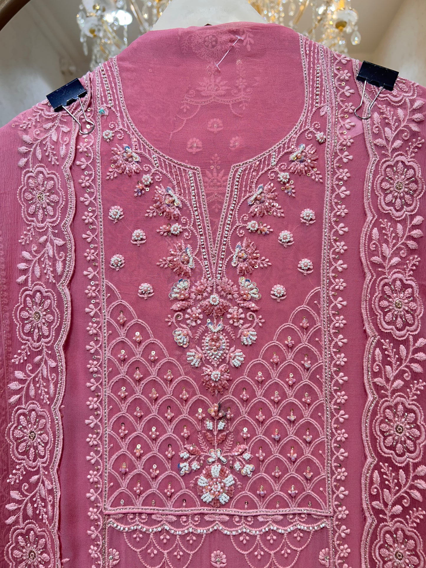 Mehru Georgette Élan Suit (Pink Ivory)