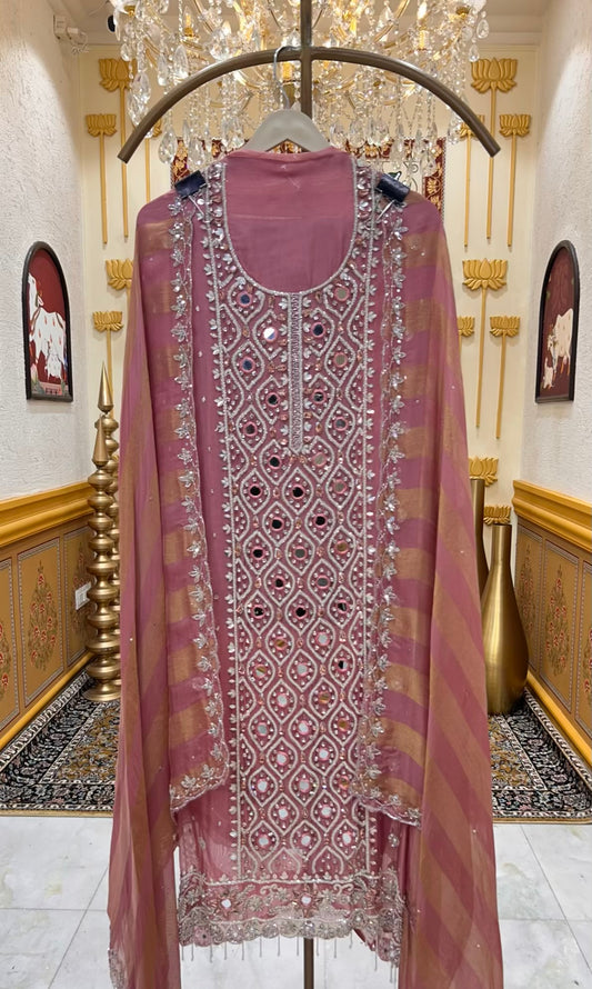 Husna Karigari Banarasi Suit (Pink)