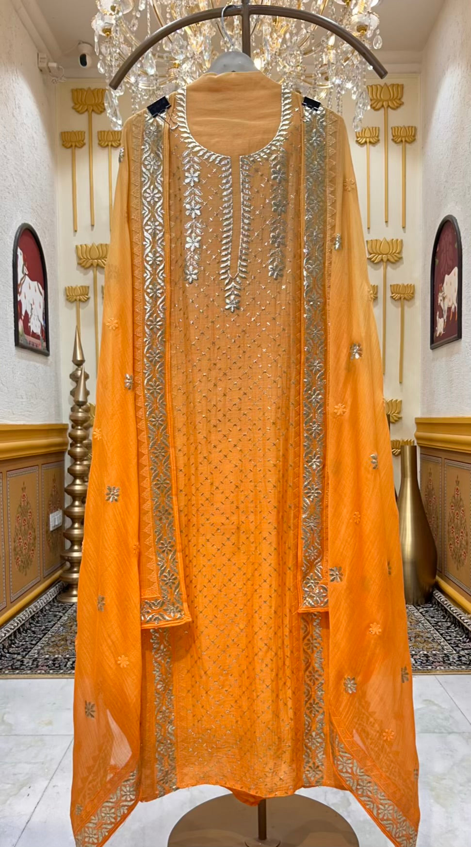 Zoraya Golden Zari Chanderi Suit