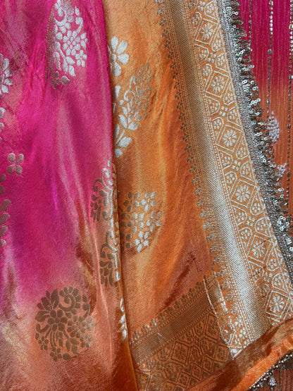 Gulbadan Crush Tissue Suit (Orange)