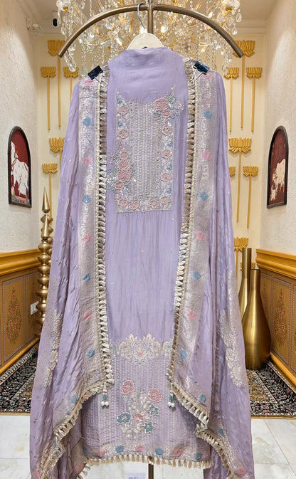 Zarvani Banarasi Heirloom Suit (Lavender)