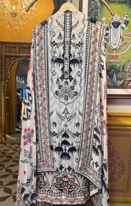 Sahiba Silk Organza Suit (Ivory)