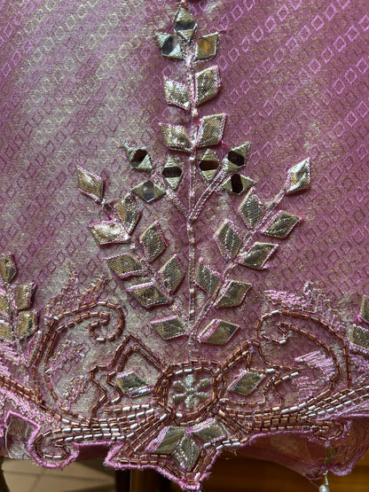 Saanvari Shimmer Organza Suit (Lavender)