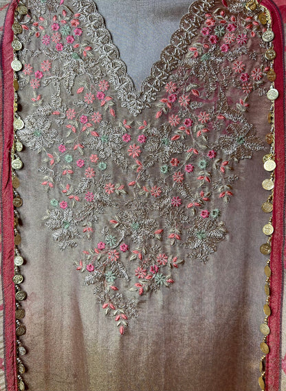 Taraab Shimmer Organza Suit (Beige)