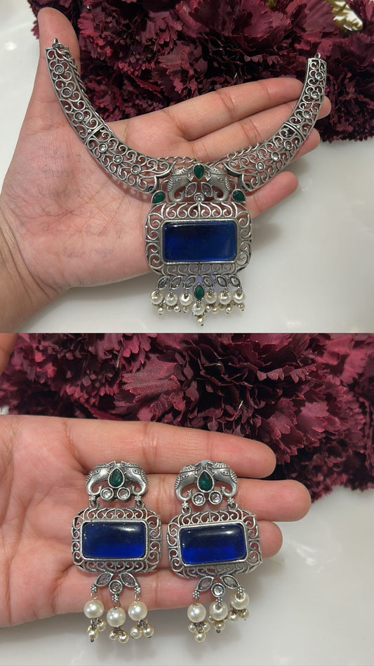 Zehriya Noor Vintage Silver Set (Blue)