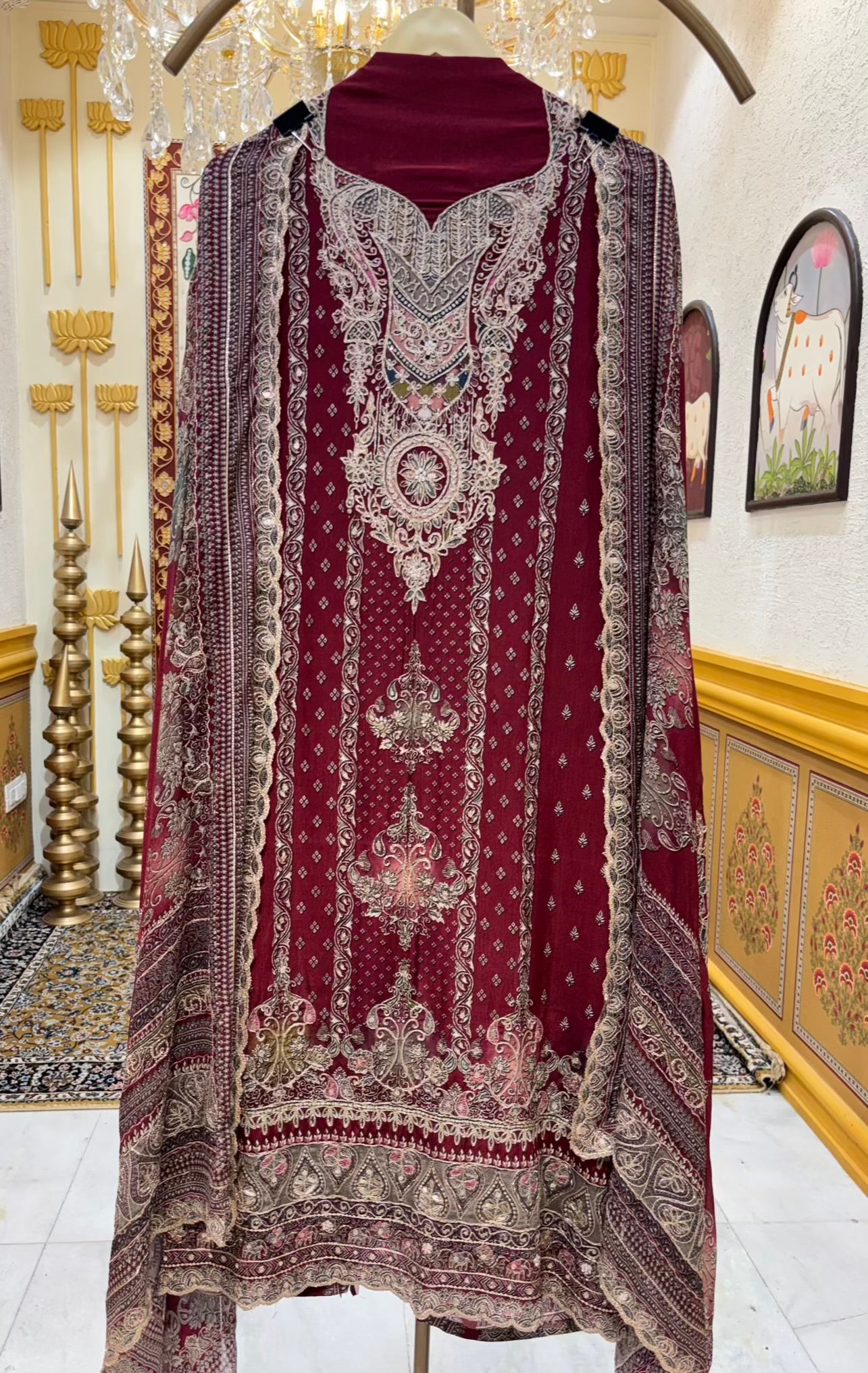 Meira Printed Zari Suit