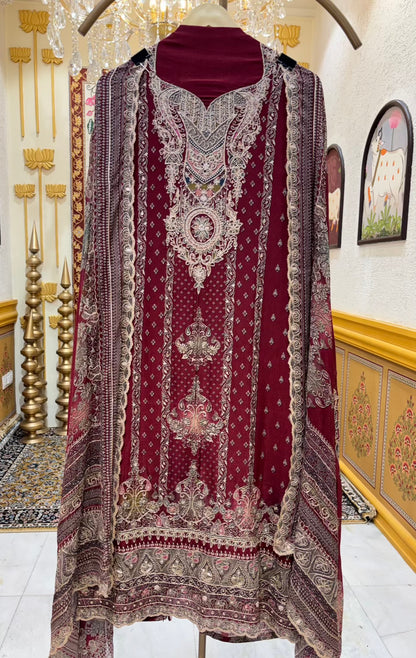 Meira Printed Zari Suit