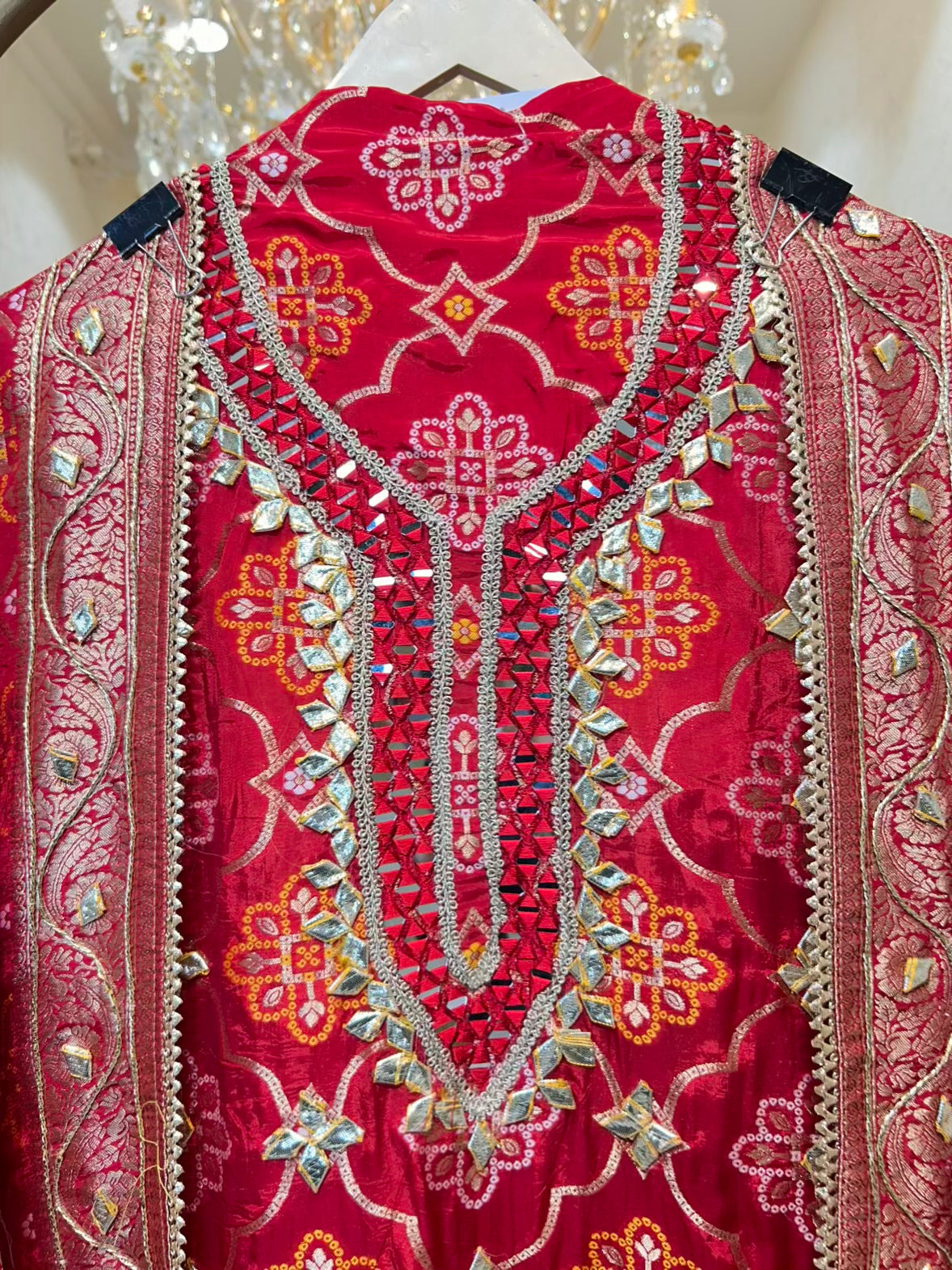 Meher Bandhej Suit (Red)