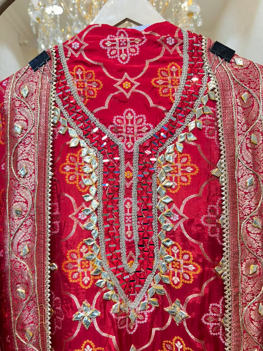 Meher Bandhej Suit (Red)