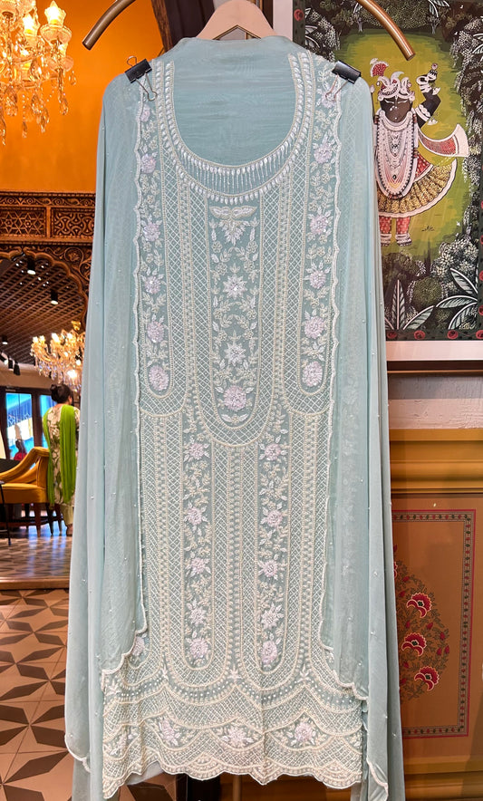 Zarveen Organza Suit (Blue)