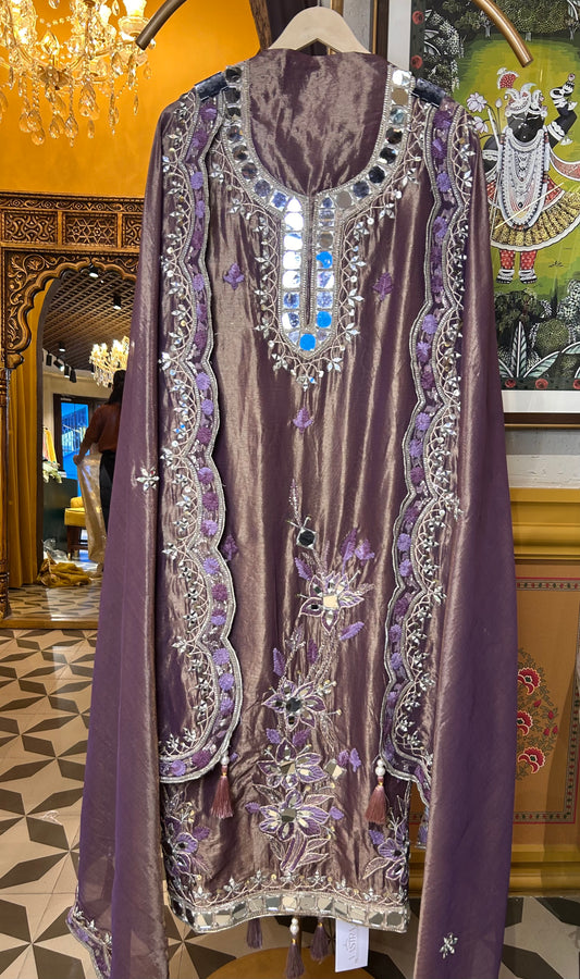 Noorain Organza Suit (Lavender)