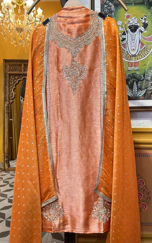 Zarqah Organza Suit (Rust)