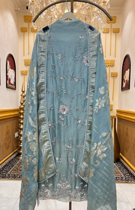Mahira Banarasi Élan Suit (Sea Green)