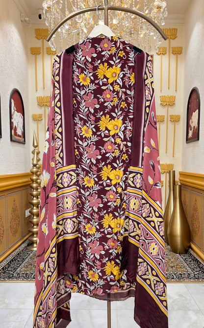 Meheriya Print Veil Suit (Brown)