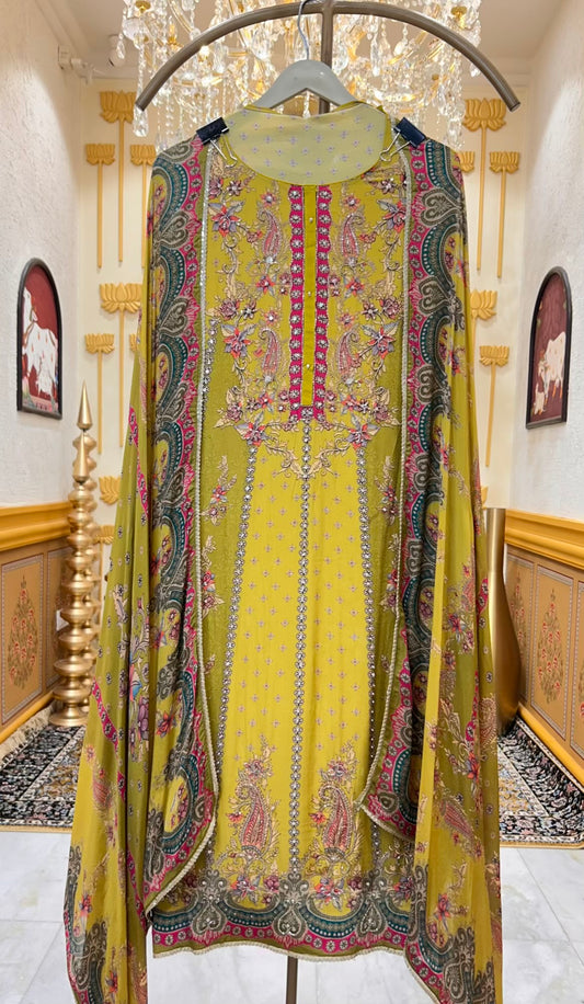 Avnira Crepe Suit (Yellow)