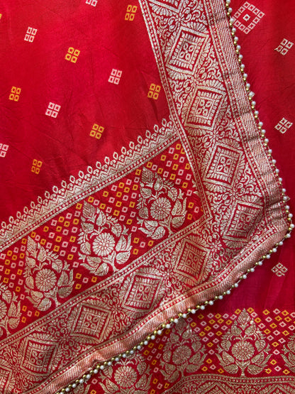 Vistaar Bandhani Suit (Red)