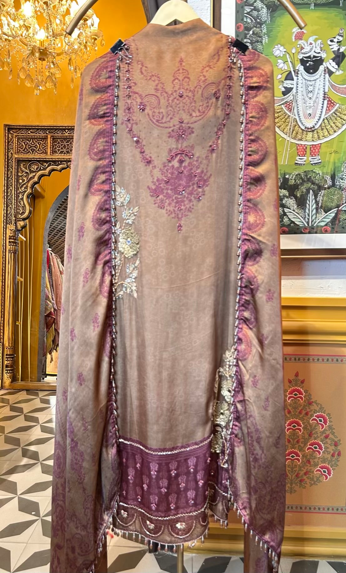 Sarvisha Silk Organza Suit (Brown)