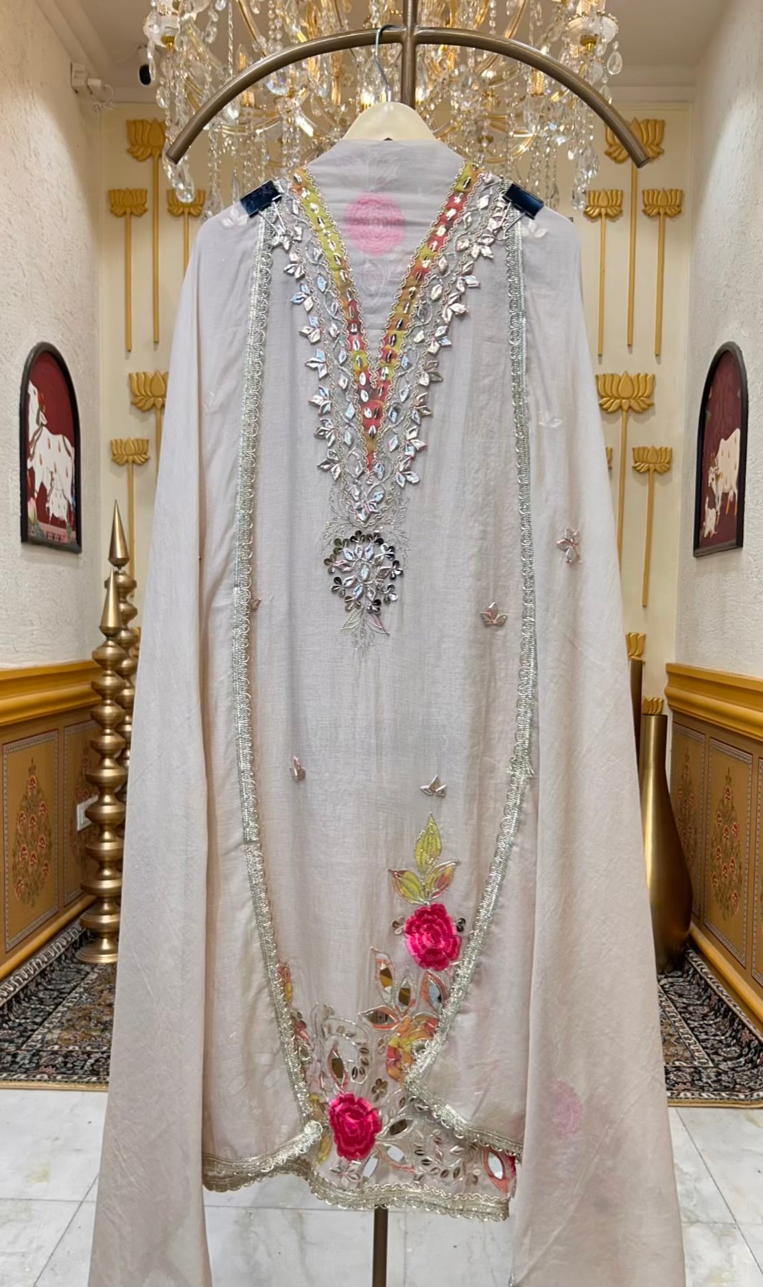 Virasa Gota Mirror Suit (Ivory)