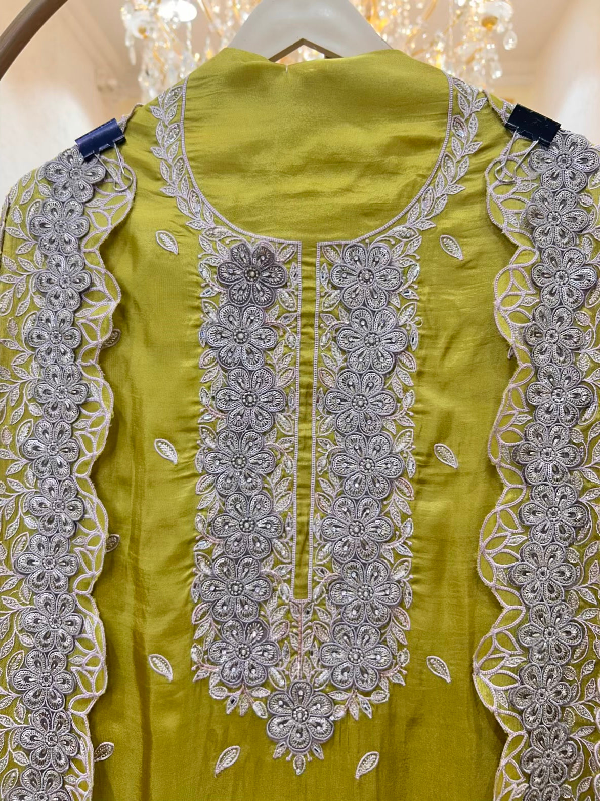 Zehraani Moti Zari Suit (Mehendi Green)