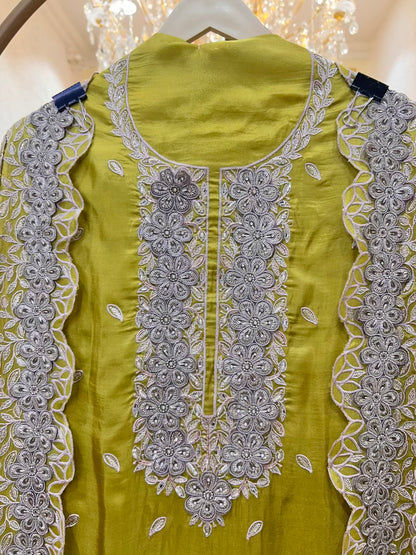 Zehraani Moti Zari Suit (Mehendi Green)