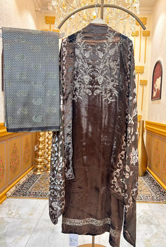 Riyanza Velvet Brocade Suit (copper)