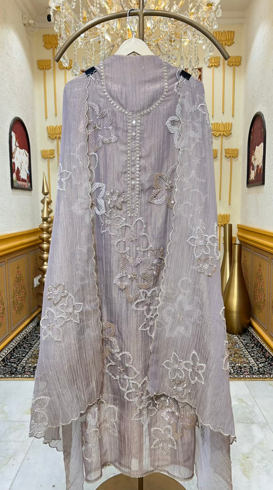 Aarifa Crush Karigari Suit (Lavender)