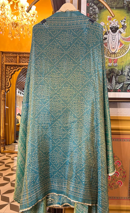 Zareen Gera Tissue Suit (Peacock Green)
