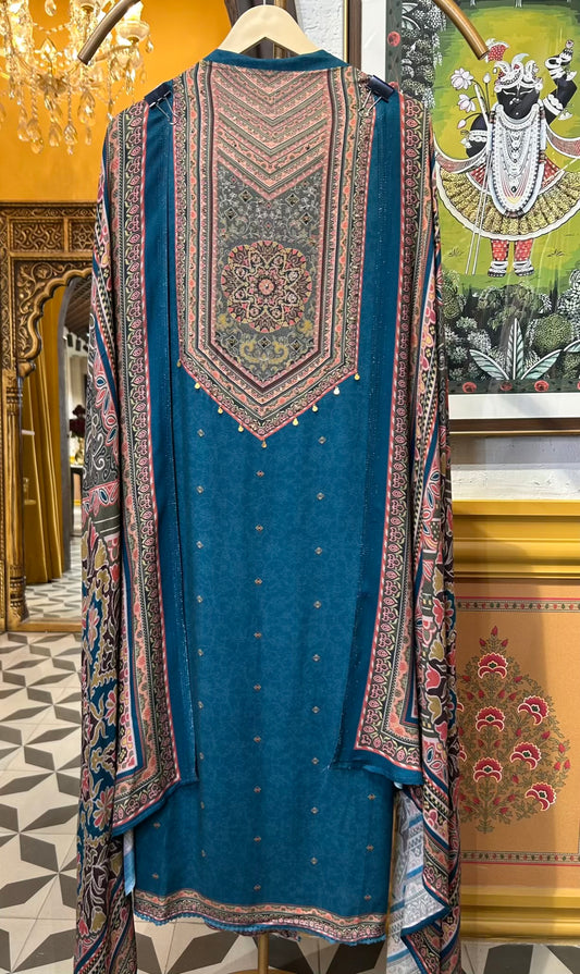 Siyana Pashmina Suit (Blue)