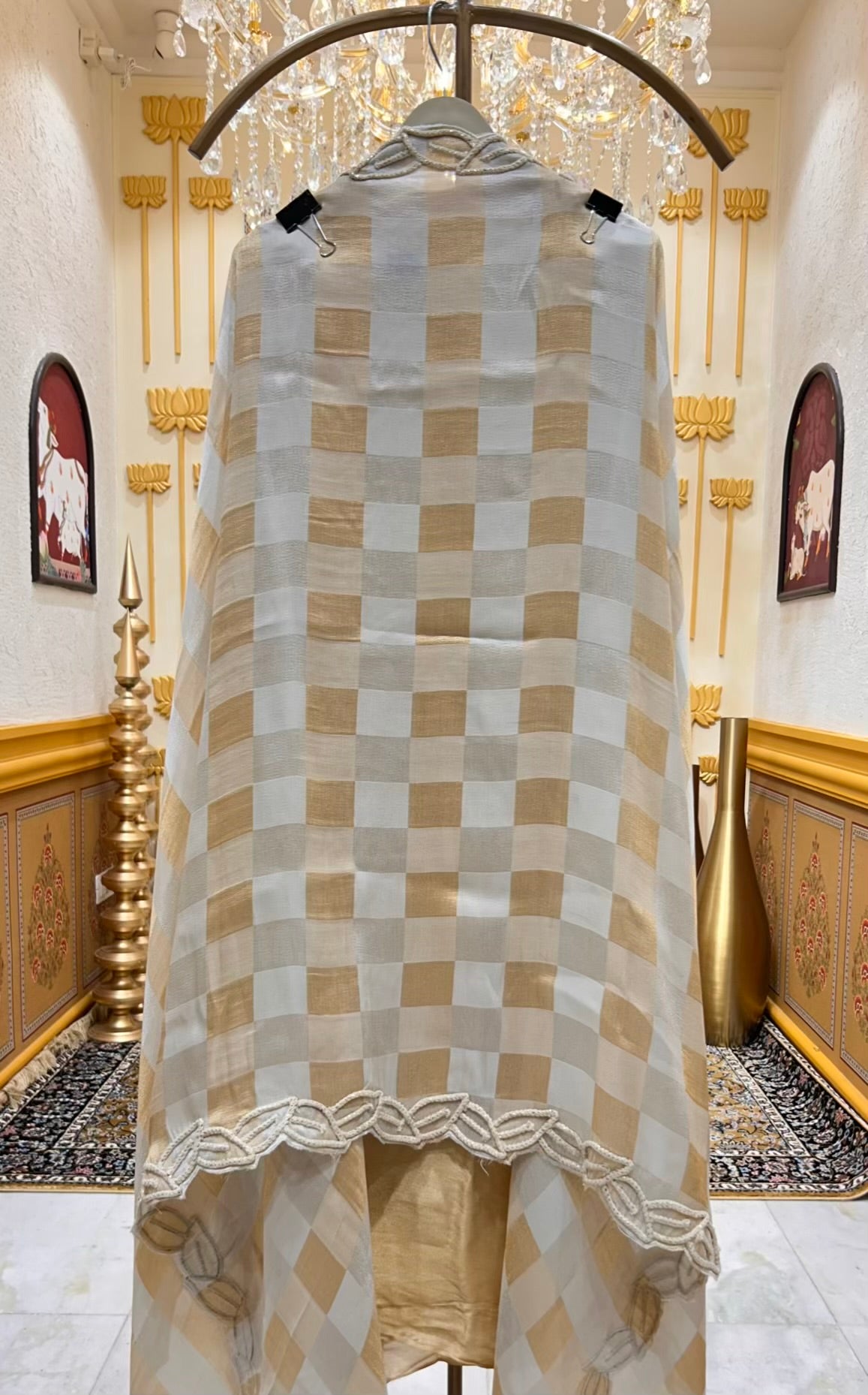 Sarviza Shimmer Zari Suit (Ivory Gold)