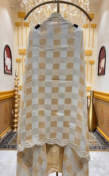 Sarviza Shimmer Zari Suit (Ivory Gold)