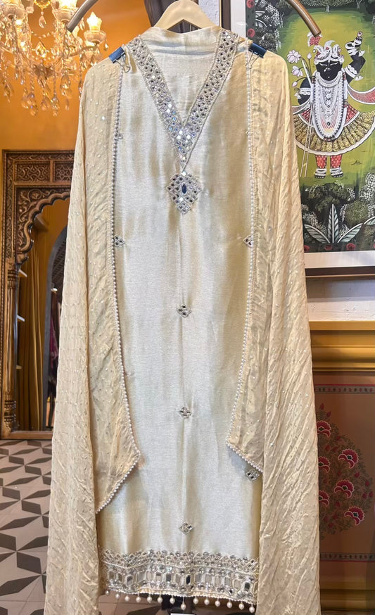 Mirazeen Organza Suit (Yellow)