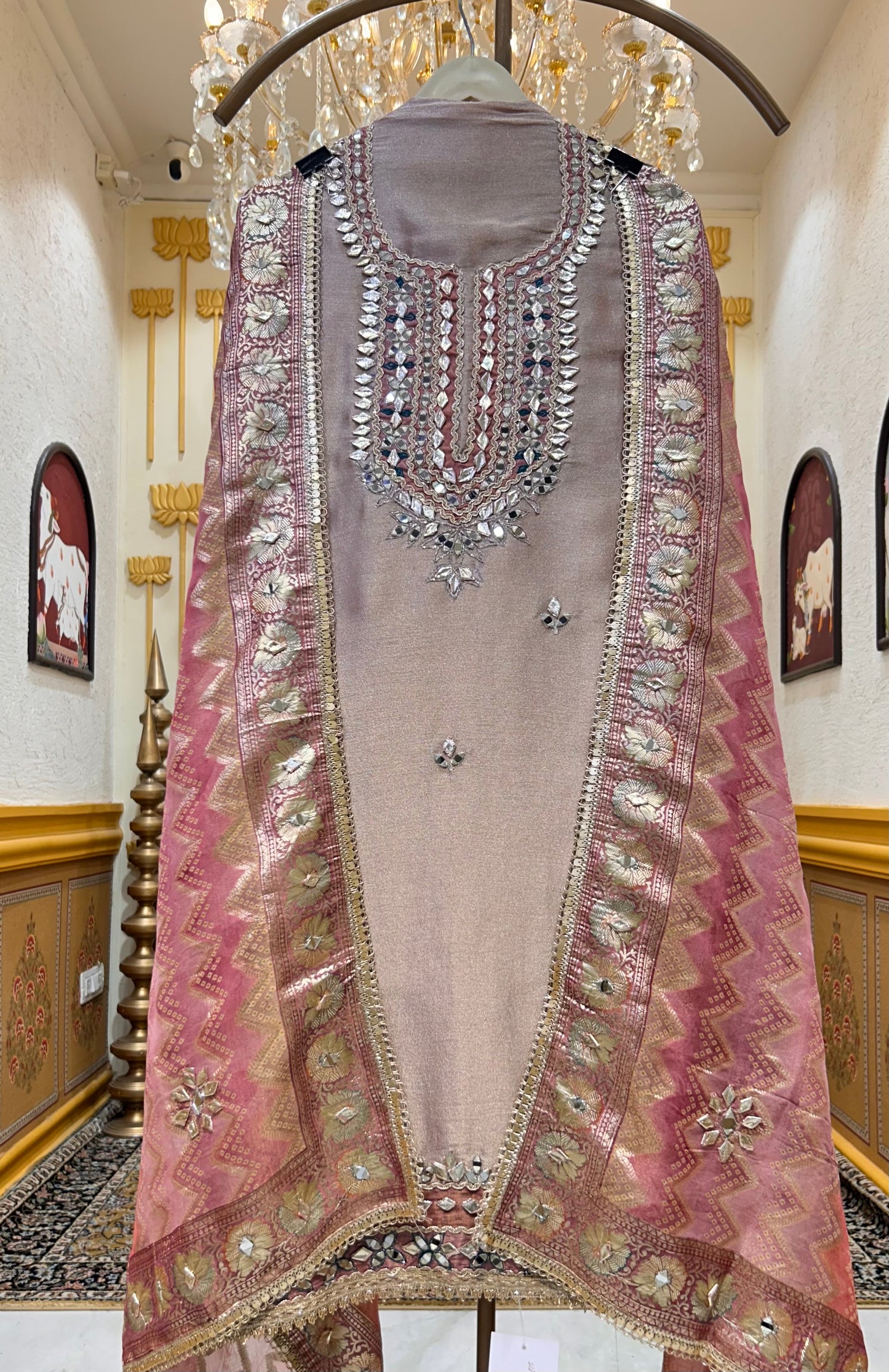 Kesariya Sheesh Suit