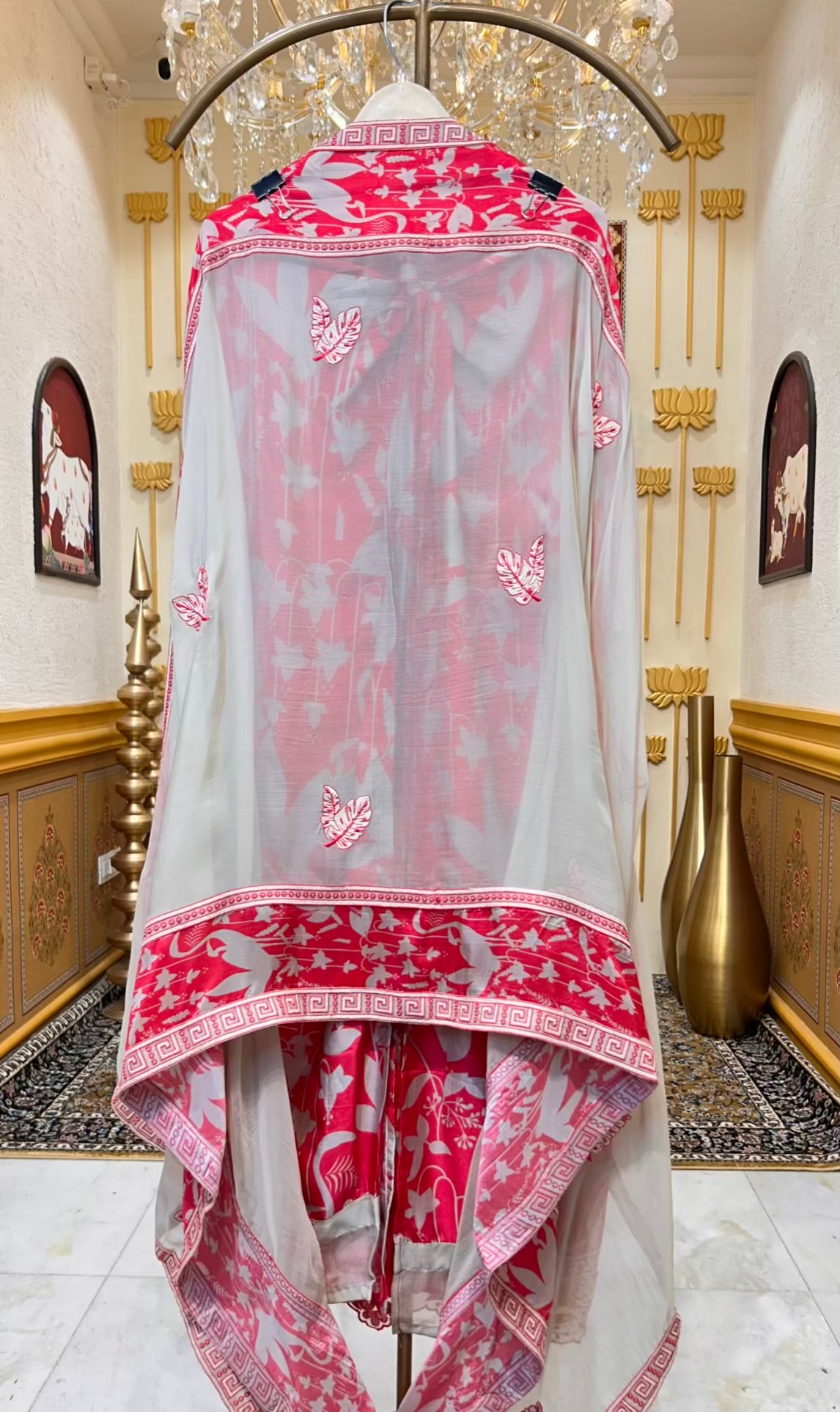 Mehruva Printed Silk Suit (Pink)